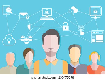 social network and professional teamwork concept, data analytics and network