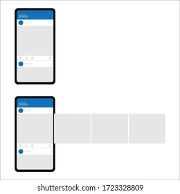 Social network profile on smart phone. Facebook profile on iPhone. Decorative template framework. Insert your picture. Vector illustration