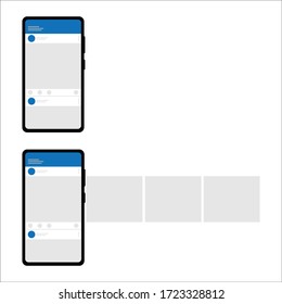 Social network profile on smart phone. Facebook profile on iPhone. Decorative template framework. Insert your picture. Vector illustration