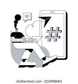 Social network promotion abstract concept vector illustration. Press like button, comment and share, followers, social networks strategy, media promotion, digital marketing abstract metaphor.