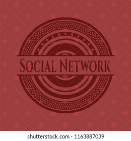 Social Network retro red emblem