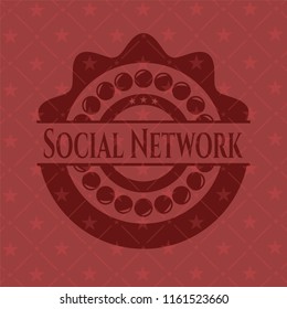 Social Network retro style red emblem