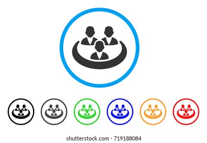 Social Network rounded icon. Style is a flat social network grey symbol inside light blue circle with black, gray, green, blue, red, orange color versions.