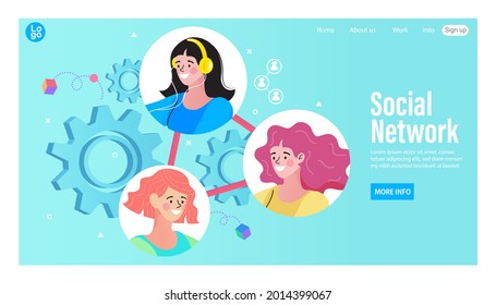 Social network scheme. people  connected to each other. Referral program concept. Business network in referral marketing and business partnership. Vector illustration