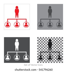 Social network set icons with four Color Variations of flat style. Vector illustration.
