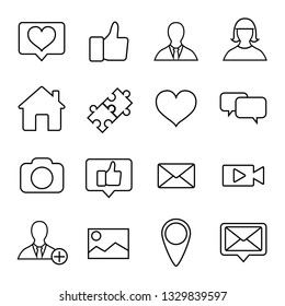 Social network set line icon, logo isolated on white background