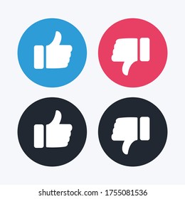 Social network signs. Thumbs up and down. Simple buttons with user feedback for social network, mobile app or web site design. Vector illustration. 