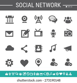 Social network simple black icons