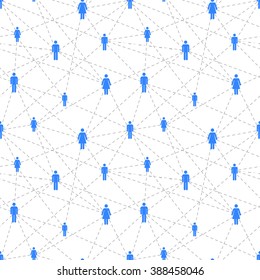 Social network with simple people icons, seamless pattern on white