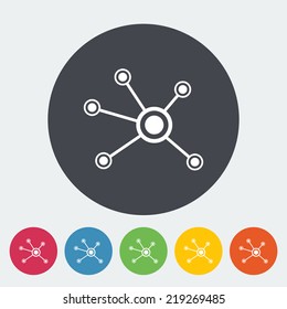 Social Network. Single Flat Icon On The Circle. Vector Illustration.