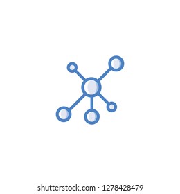 Social network single icon. Global technology or social network. Hub network connection.