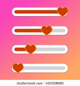 Social network sliders indicator love. Vector slide indicate for maintain in network, swipe instantly feedback communication illustration