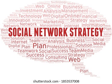 La nube de palabras de la Estrategia de red social se crea sólo con texto.
