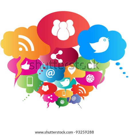 Social network symbols in speech balloons