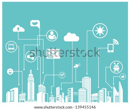 social network system and communication system info graphic, background