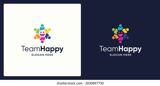 Logo de diseño vectorial y de sonrisa del equipo de redes sociales.