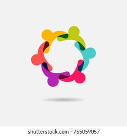 Social Network Team Partners Family Friends logo design. Flat vector icon template.