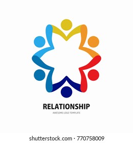 Social Network Team Partners Family Friends logo design. Flat vector icon template.