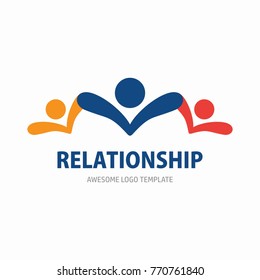 Social Network Team Partners Family Friends logo design. Flat vector icon template.