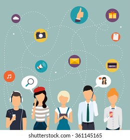 Social network and teamwork concept for web and info graphic. Communication Systems and Technologies.