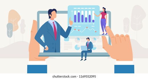 Social Network and Teamwork Concept. Working Schedule on Screen. Communication systems and Digital Technologies. Networking People and Communication Set. Flat style Vector Illustration.