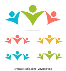 social network teamwork logo set