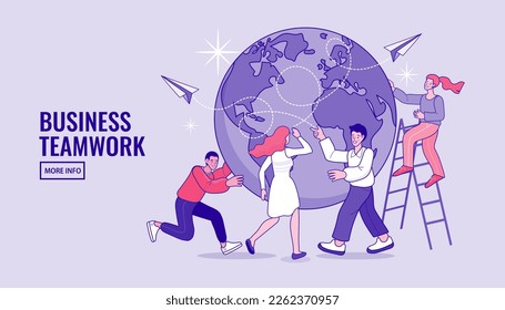 Social network and teamwork. People around the world teamwork, global business, unity concept, Flat design style modern vector illustration.