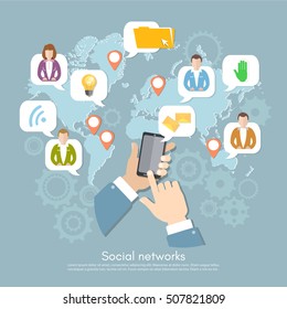 Social network and teamwork, people communication social networking concept