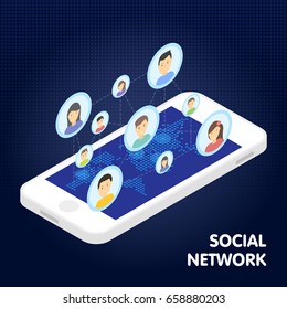 Social network and technology concept Global communication by smart phone mobile internet.
