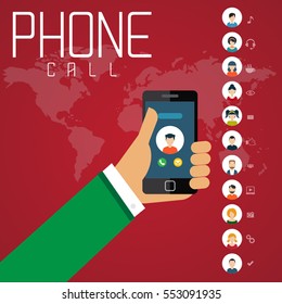 Social Network Technology of People using various electronic devices Mobile phone applications. Vector illustration.