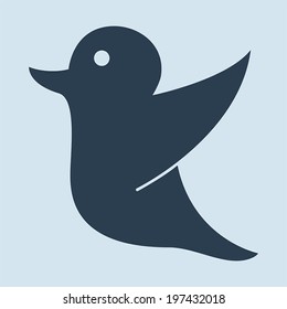 Social network twitter icon bird in blue silhouette vector illustration