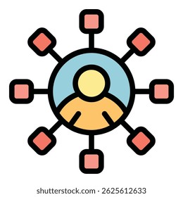 Benutzersymbol für soziale Netzwerke. Umriss Benutzervektor-Symbol des sozialen Netzwerks für Webdesign einzeln auf weißem Hintergrund, Farbe flach
