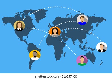 Social network Vector Concept for web sites. Infographic Design. Connection Technologies. People Icons. Flat style