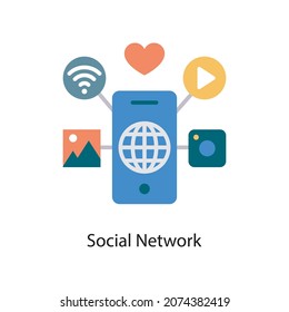 Social Network vector Flat Icon Design illustration. Social Media Symbol on White background EPS 10 File