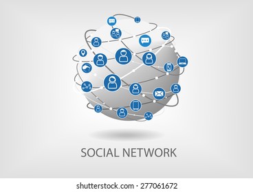 Social network vector icon background. Concept of connecting people around the world via technology. 