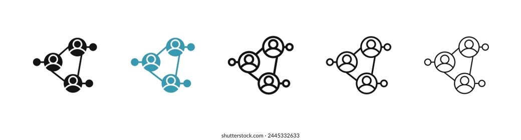 Conjunto de iconos de Vector de redes sociales. Icono de línea de conexión comunitaria. Icono de conexión global para diseños de IU.