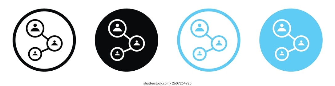 Social network vector icons in black and blue colors