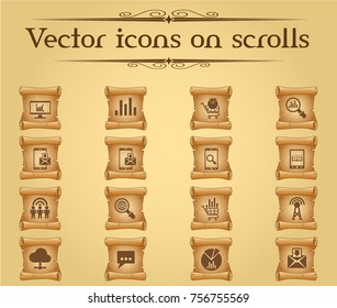 social network vector icons on scrolls for your creative ideas