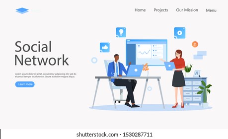 Social Network Vector Illustration Concept , Suitable for web landing page, ui, mobile app, editorial design, flyer, banner, and other related occasion