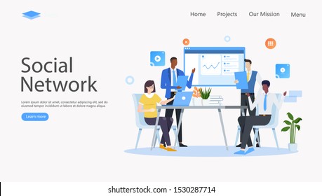 Social Network Vector Illustration Concept , Suitable for web landing page, ui, mobile app, editorial design, flyer, banner, and other related occasion