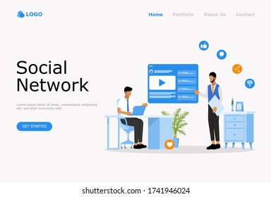 Social Network Vector Illustration Concept , Suitable for web landing page, ui, mobile app, editorial design, flyer, banner, and other related occasion