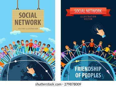 social network vector logo design template. friendship or people, folk icon.