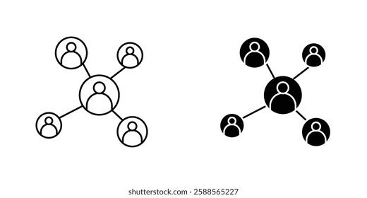 Social network vectors icons set in filled and strokes on white background