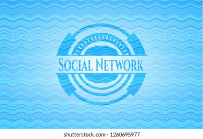 Social Network water wave concept emblem background.