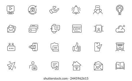 Social network web business icon set. Line icons collection vector. Outline icon pack