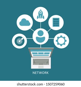 Social network web site surfing concept illustration