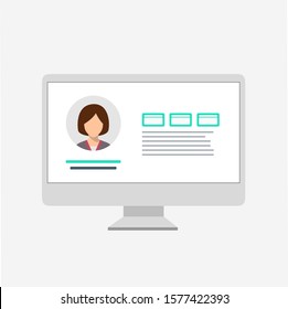 Social network website wireframe template. Flat vector illustration on white background