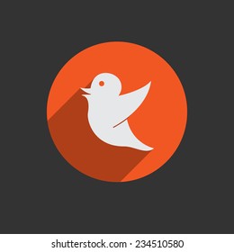 Social network white icon bird in silhouette isolated on the red background vector illustration EPS10