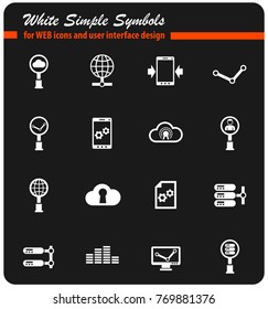 social network white vector icons for web and user interface design