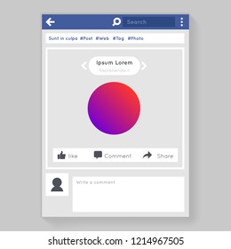 Social network window photo frame message chatting messaging concept flat design vector illustration